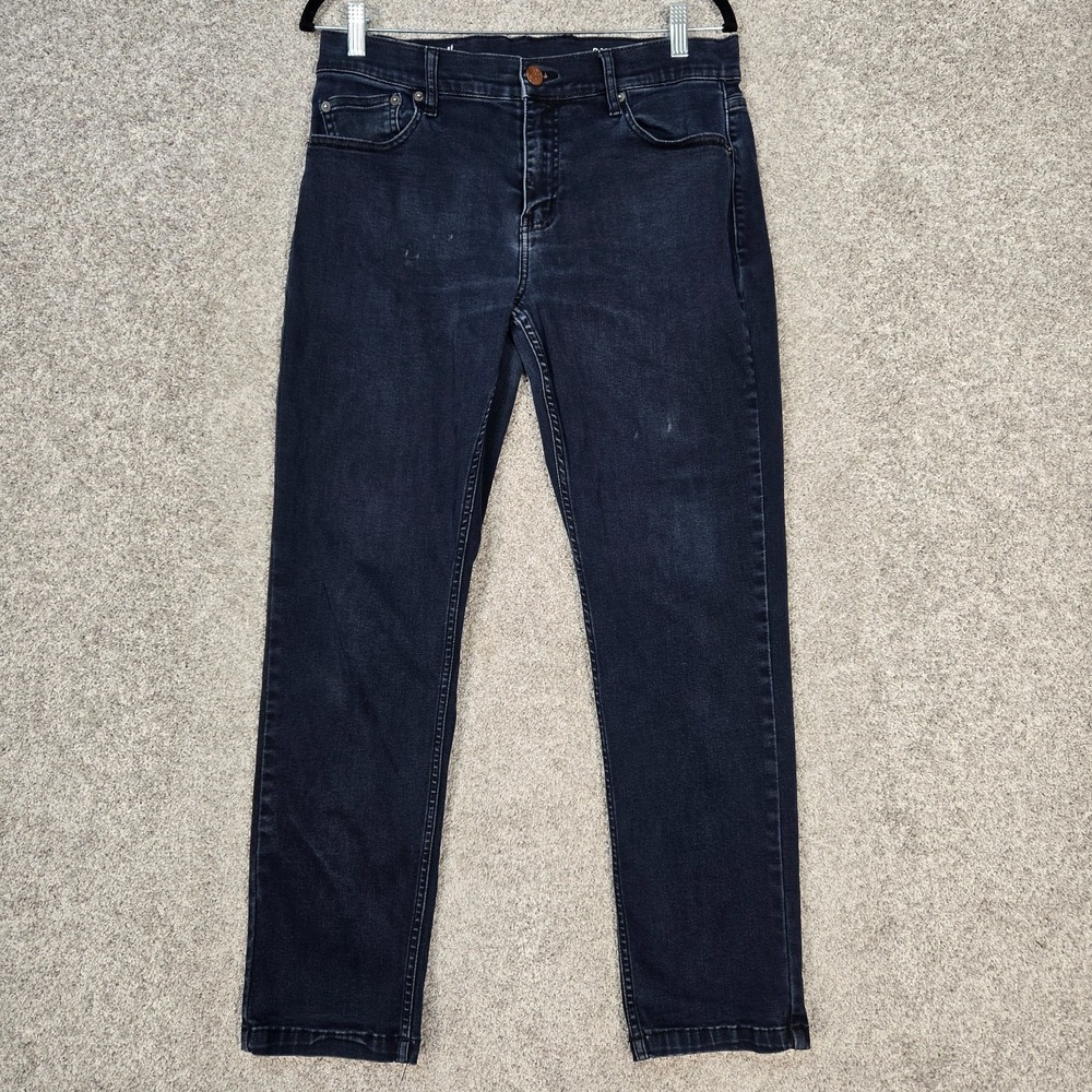 Mugsy Darkest Blues Jeans Mens 32x20 Blue Stretch Straight Distressed